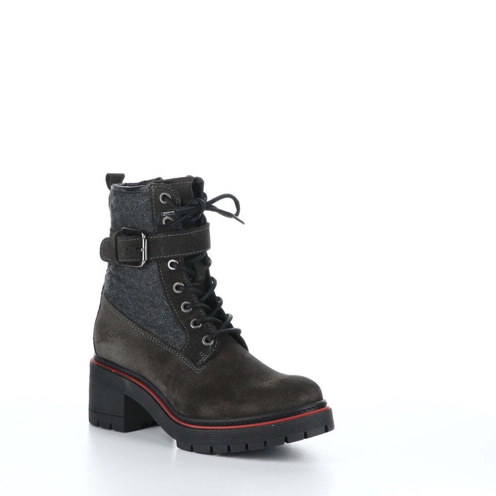 Bos. & Co. Women's ZING Chunky Heel Buckle Side-Zip Lace-Up Ankle Boot